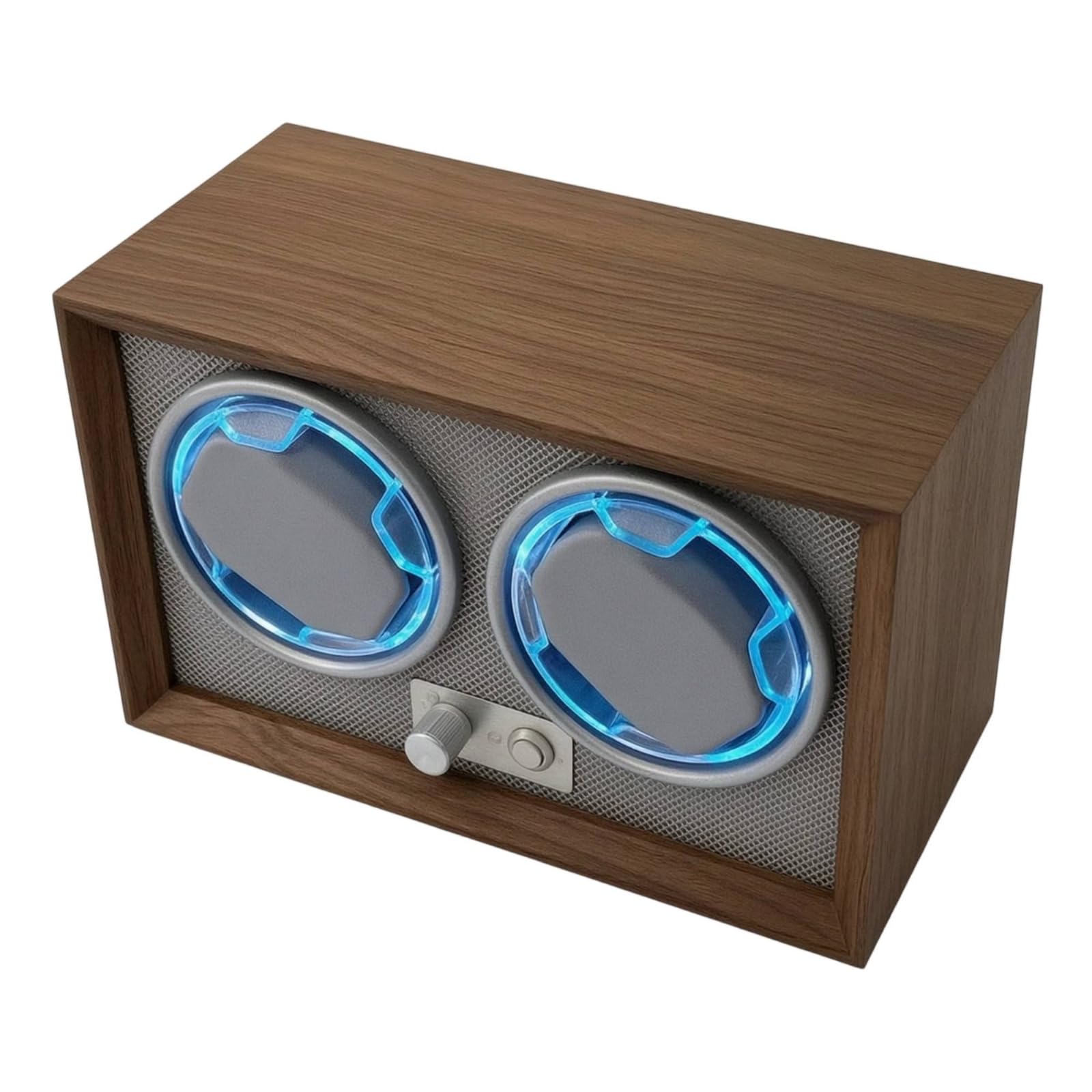 Caricatore Automatico Orologi Avvolgitore Doppia Sede Scatola Espositore con Venatura Legno MDF Supporti Morbidi in Memory Foam Motore Silenzioso, style to 1