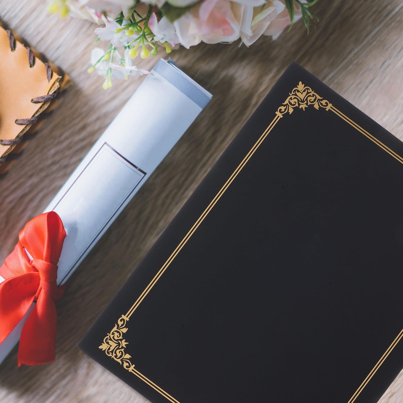 MAGICLULU Fundas para Certificados de Papel Negro 10 Unidades Portadiplomas y Soportes para Documentos Cubiertas Protectoras para Diplomas y Premios Uso Oficina y Presentación Formal