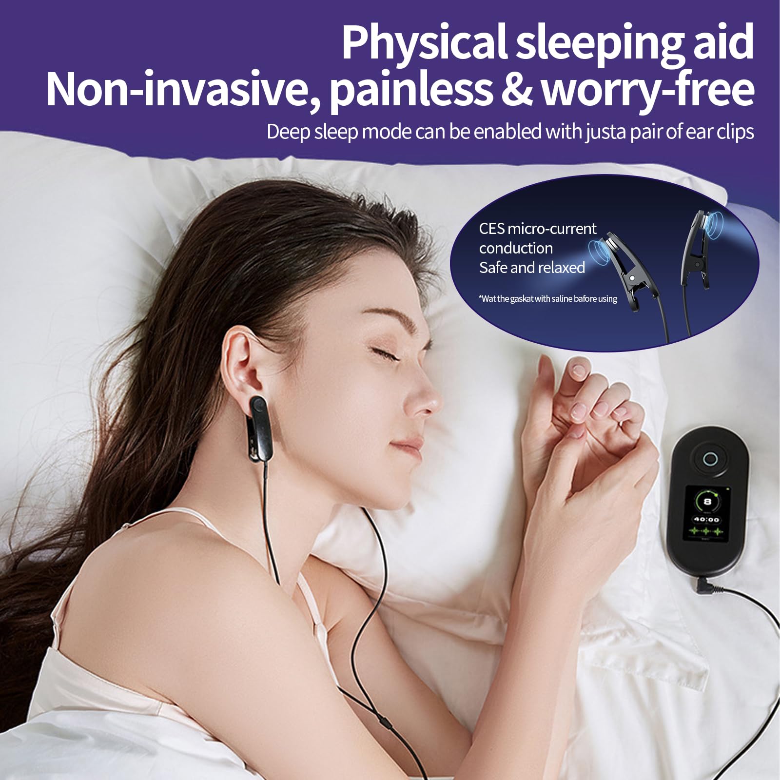 Dispositivo avanzado de ayuda para dormir, dispositivo de estimulación del nervio vago con clips para las orejas, dispositivo de ayuda para dormir, CES reduce la ansiedad, dispositivo de ayuda para