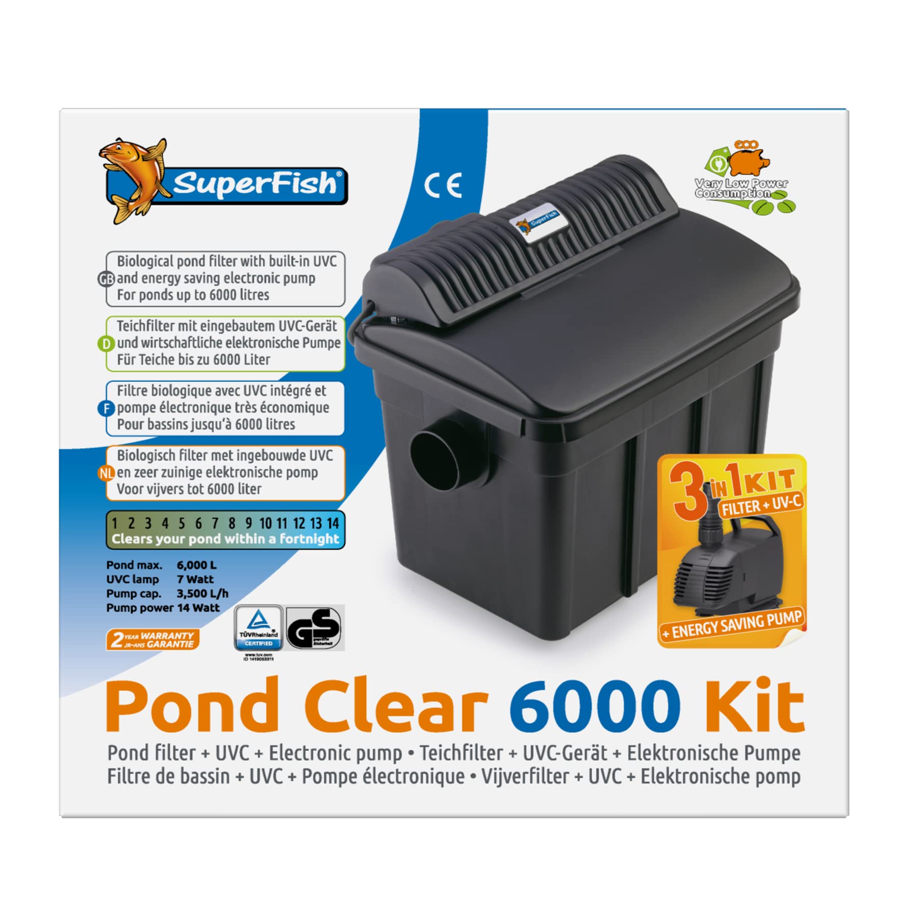 Superfish PondClear Teichfilter Set 6000 mit 7 W UVC + Pumpe