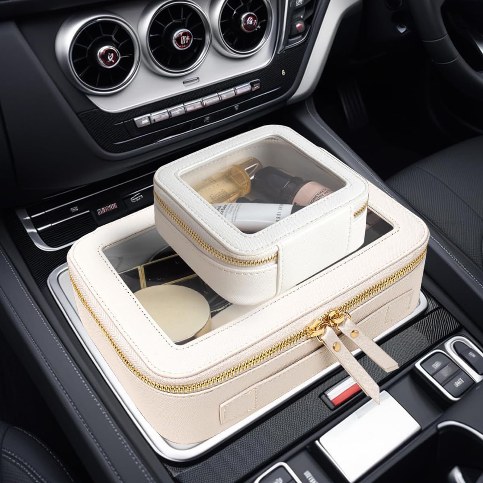 Borsa porta trucchi fantasia con sezione anteriore trasparente, ideale per i viaggi e l ' uso quotidiano Elegante custodia per cosmetici