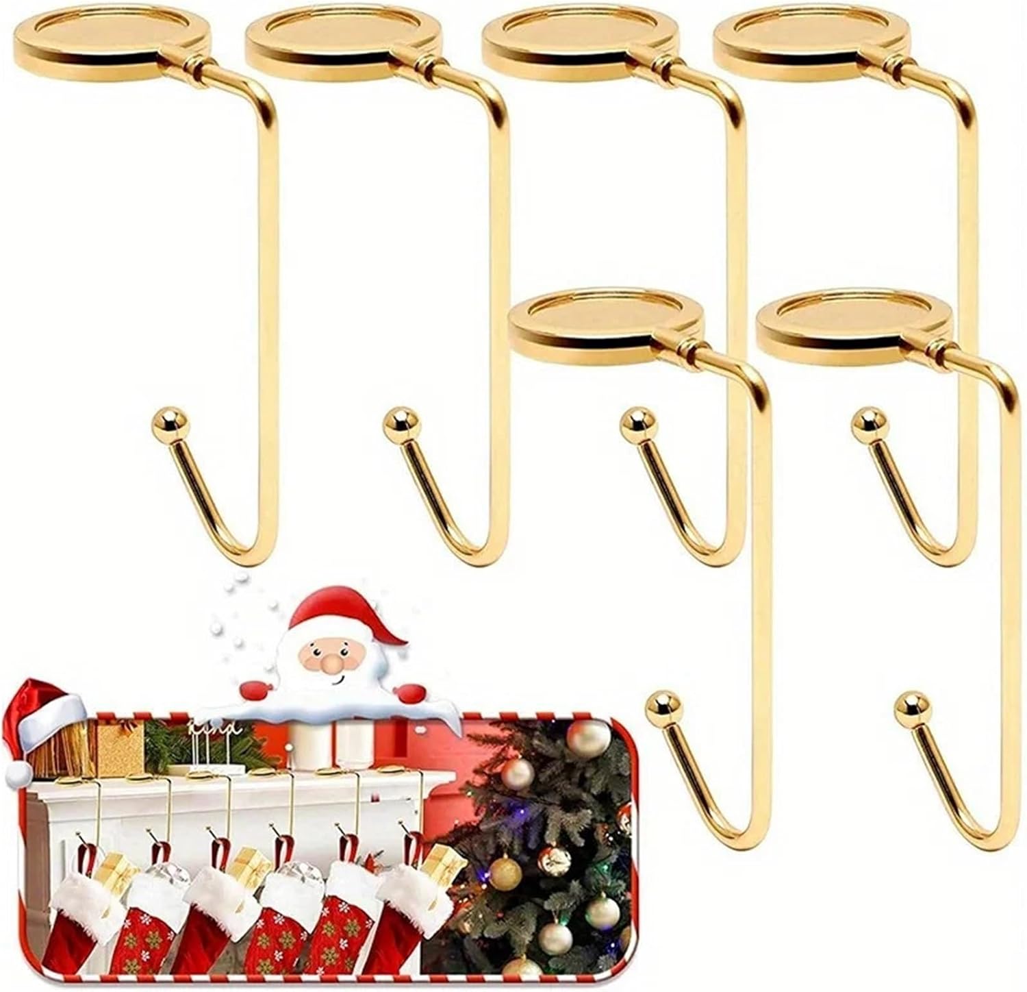 10PCS Christmas Socks Hooks Decoration Fireplace Desktop Iron(Silver)