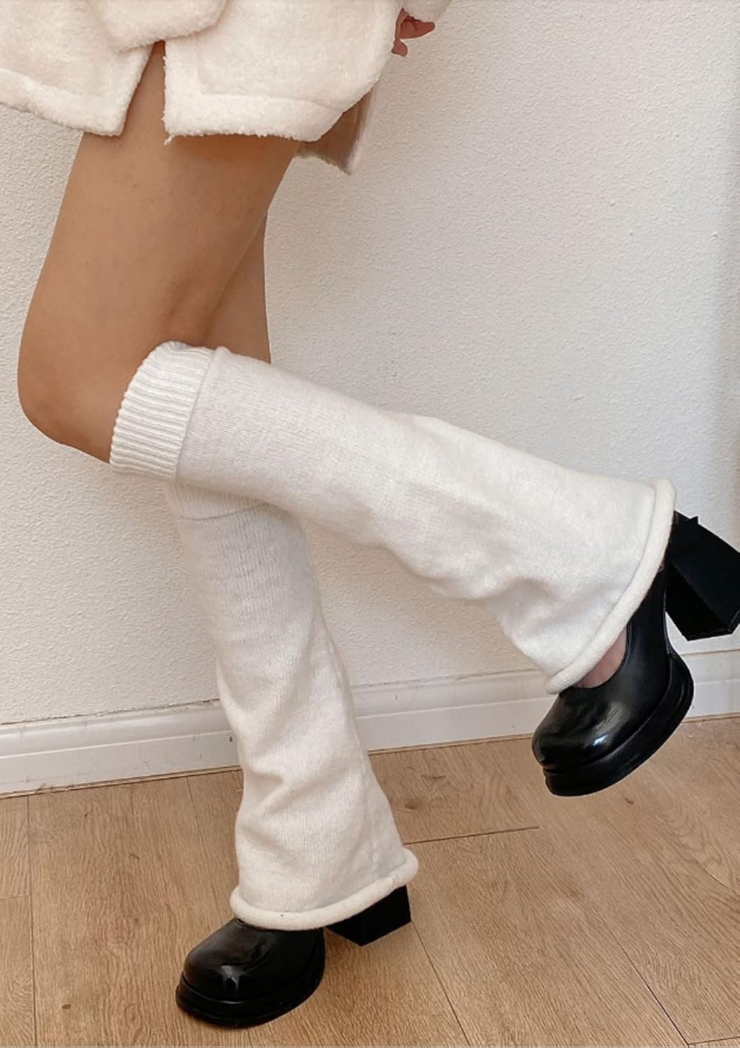 WODECASA Girls Kawaii Leg Warmers Knitted Flared Leg Sleeves Goth Crochet Baggy Cuff Ankle Heap Socks - Image 2