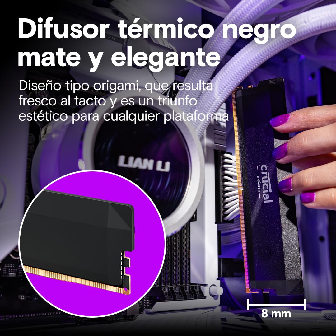 Crucial Pro RAM DDR5 32GB (2x16GB) 6000MHz CL36, Overclocking Gaming, Intel XMP 3.0 / AMD Expo, PC Memoria, Negro - CP2K16G60C36U5B