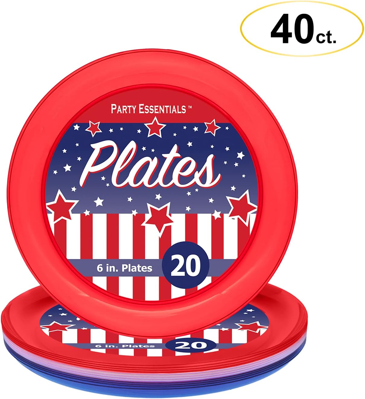Party Essentials 4th of July Patriotic Theme Assortment Disposable Plastic Party Supplies, American Stars and Stripes, Plates/Tumblers/Cutlery Set, 273-Count