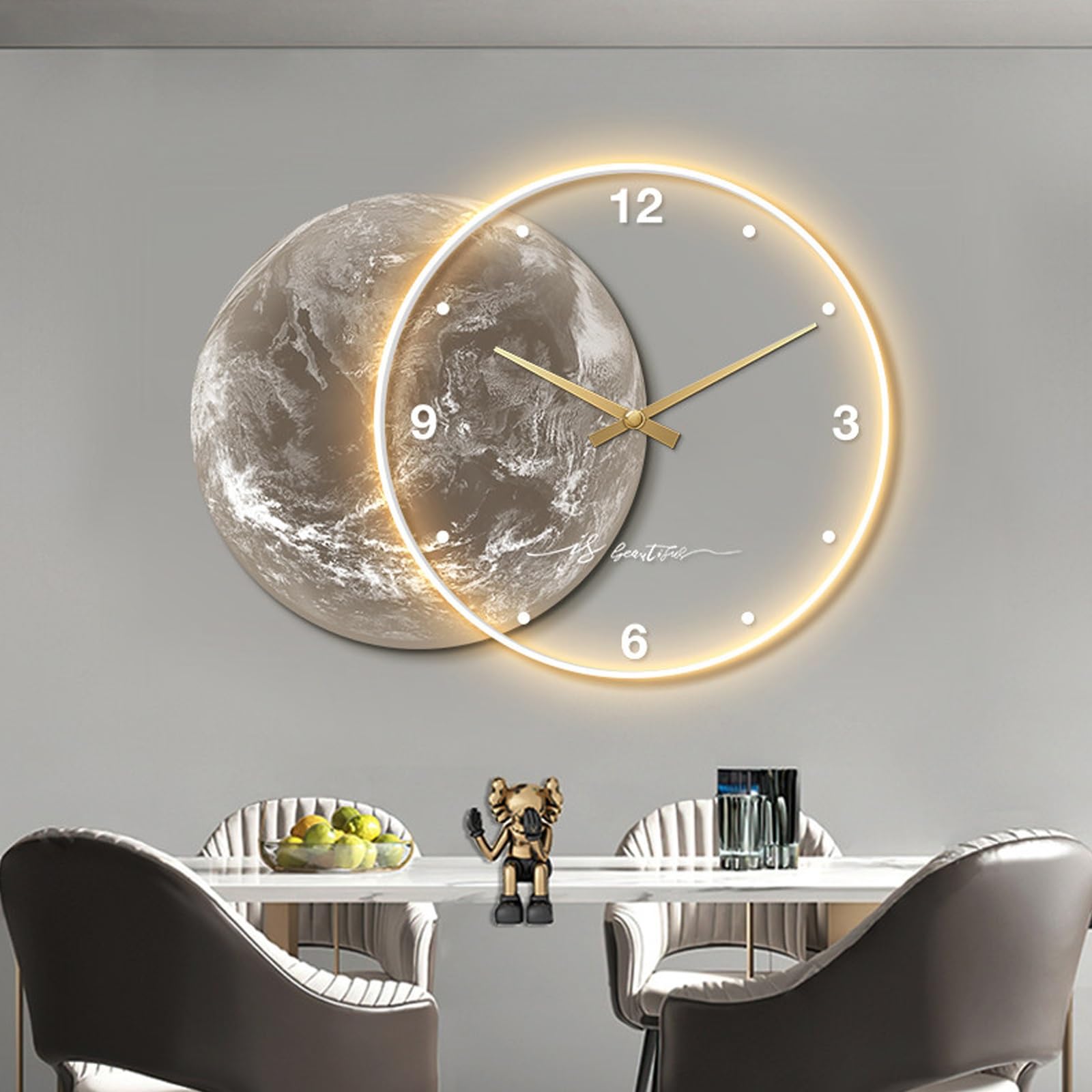 Horloge murale 3D LED pour créer une ambiance lumineuse esthétique dans votre salon