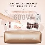 1.5 Inch Barrel (2.8'' Plus Bristles) Dual Voltage(110~250V) Round Brush Blow Dryer for Should Length Hair, Hair Dryer Brush with European Plug Adapter, 4-in-1 Negative Ionic One Step Volumizer Dryer