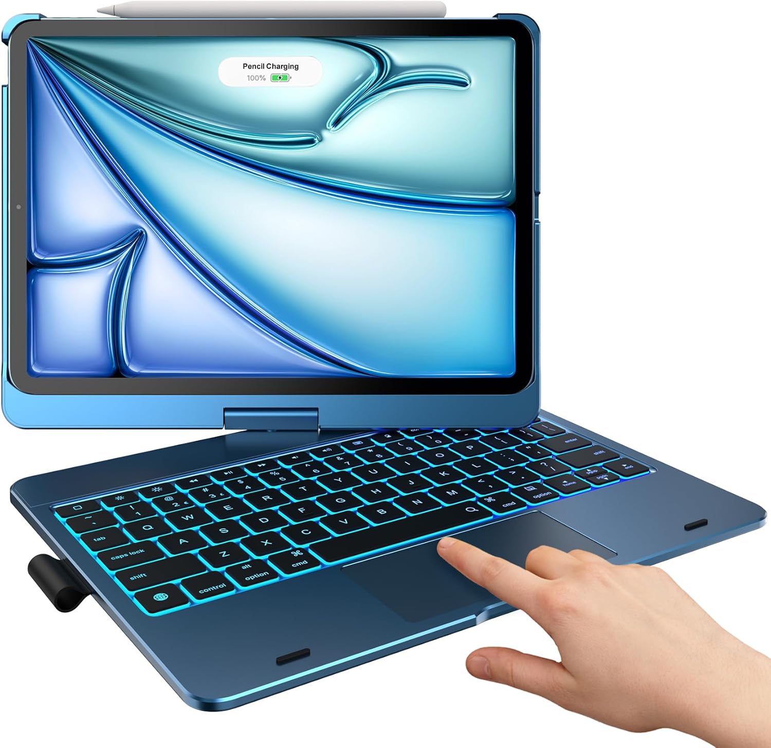typecase Touch Keyboard Case for iPad Air 11-inch (M3 2025 / M2 2024)& iPad Pro 11(4th/3rd/2nd/1st Gen): Multi-Touch Trackpad&11 Colors Backlight&360°Rotatable for iPad Air 5th & 4th Gen,Pacific Blue iPad Air 11 M3/M2/iPad Pro 11 (2018-2022)/ Air 5/4 Pacific Blue