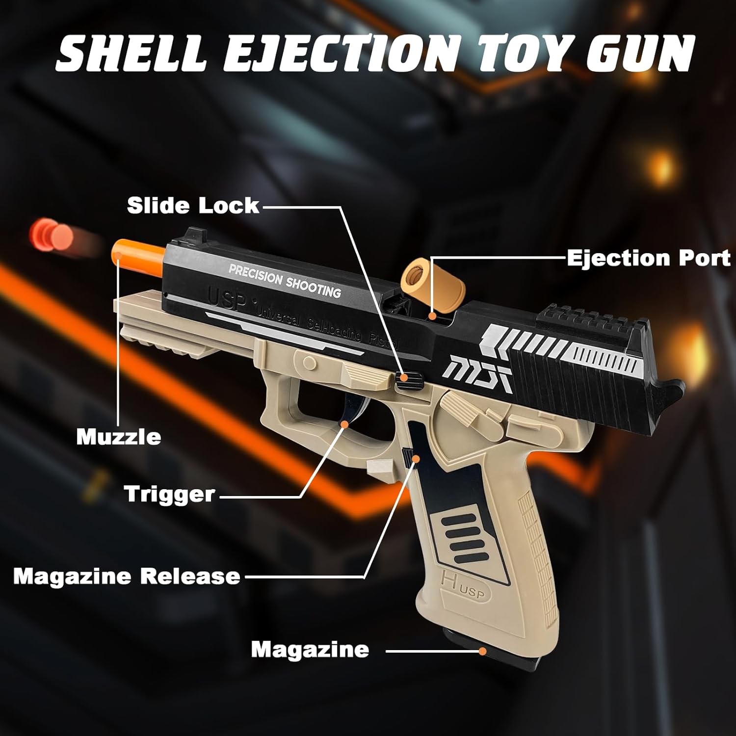 Toy Gun with Automatic Reloading Rebound Shell Ejecting and Soft Foam Blaster, Ideal for Shooting Games, Education Model Toys, Gift for Kids Boys Girls - Image 4
