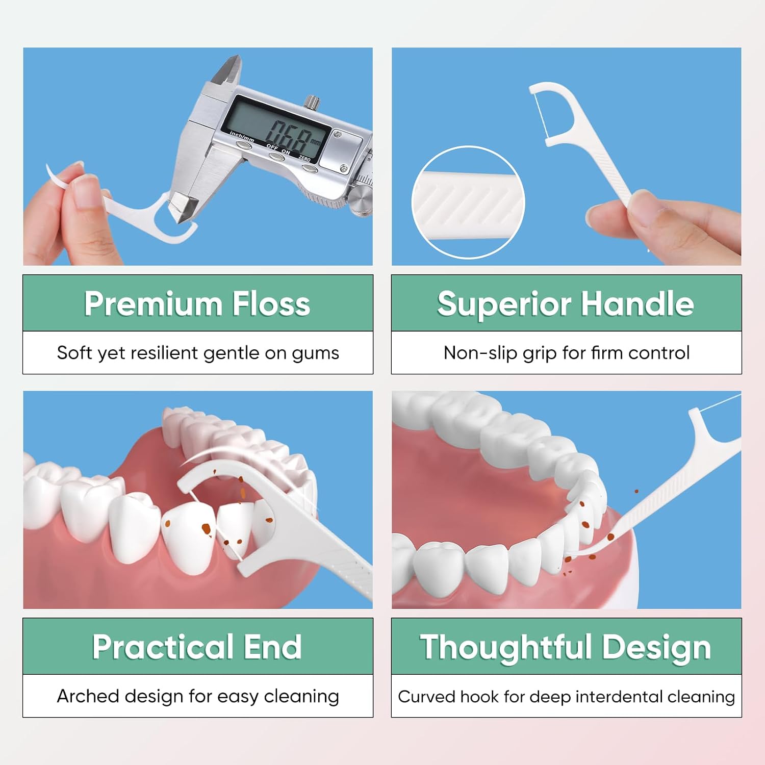 300 Dental Floss Picks, 30 Packs Dental Flossers with Floss Pick Case, Stocking Stuffers Adults, Bulk Stocking Stuffers for Adults, Party Favors Adult