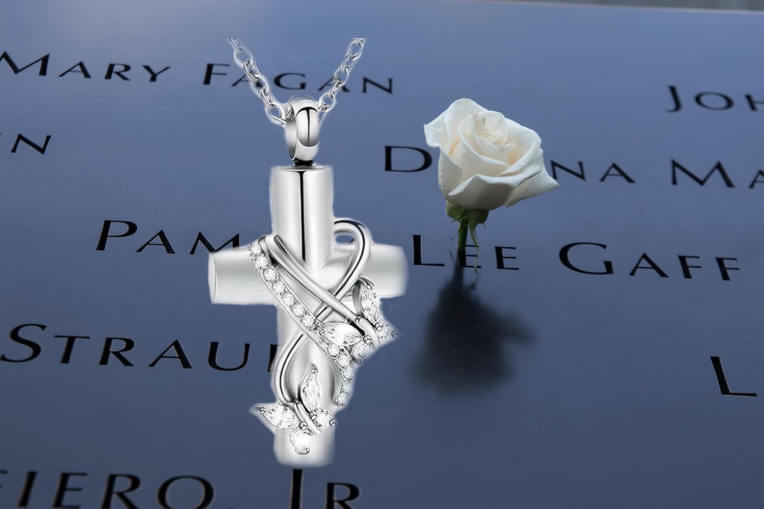 Butterfly Urn Necklace for Ashes for Women Cross Infinity Cremation Ash Pendant for Human Pet Memorial Keepsake Jewelry - Image 4