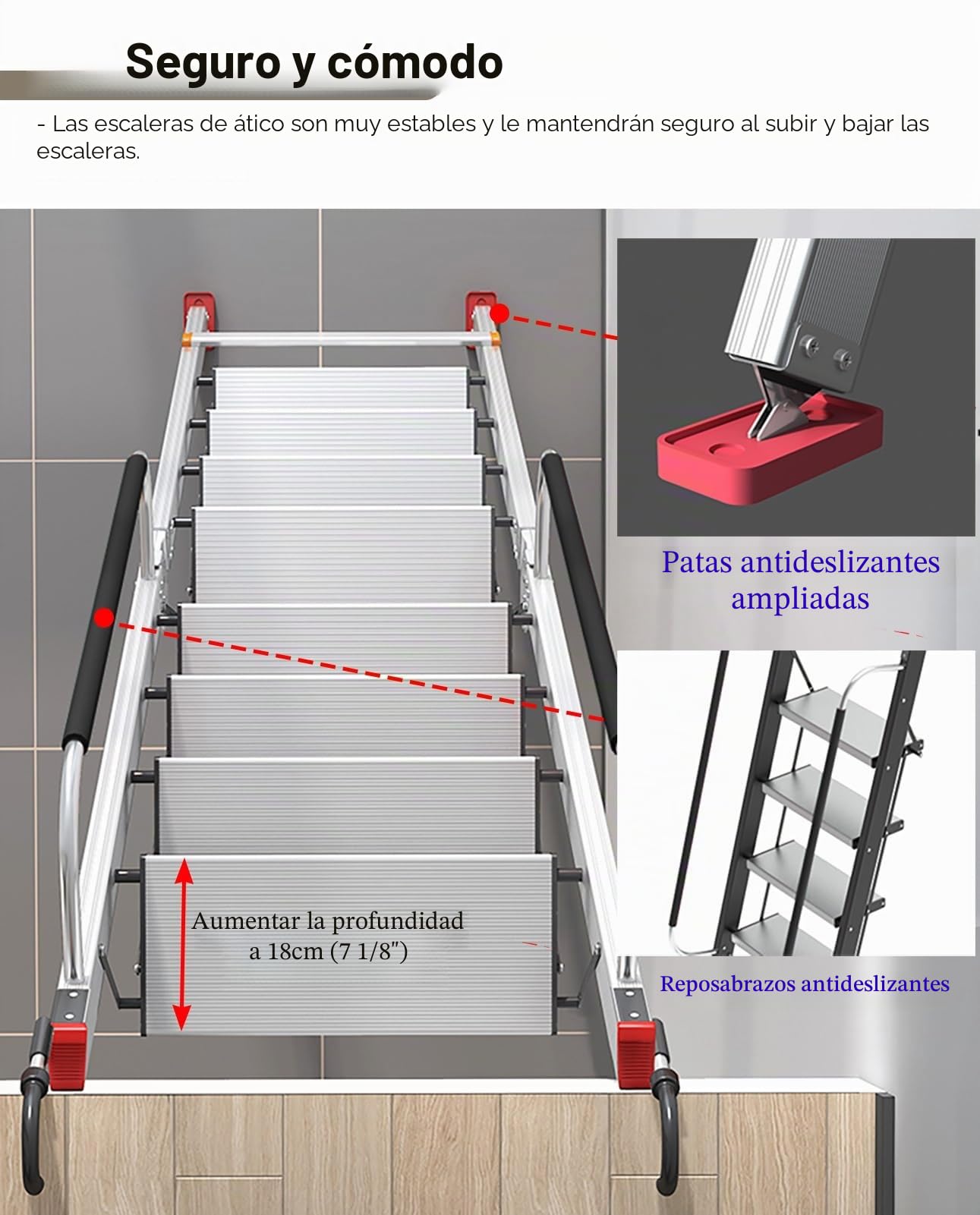 Escalera de emergencia para escape de incendios, escalera de ático plateada con ganchos para cabina, cámper, dormitorio, seguridad en el hogar y solución de escalada de incendios para balcón