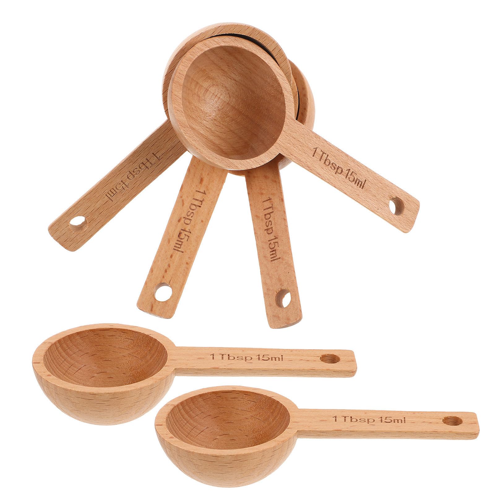 Juego de cucharas medidoras de madera de 15ml para almacenamiento de café y cocina