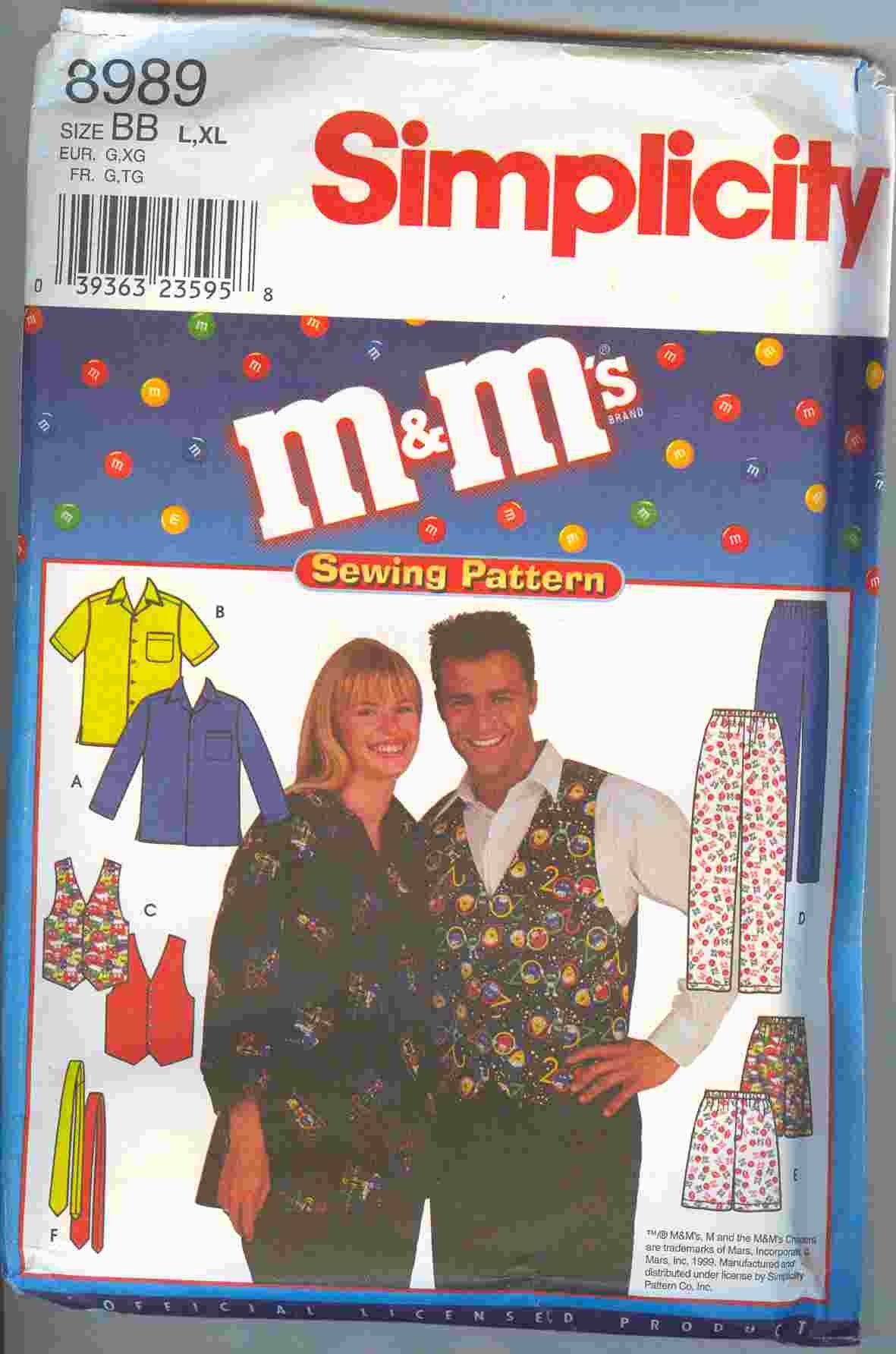 Patron Simplicity 8989 pour coudre gilet et pantalon homme