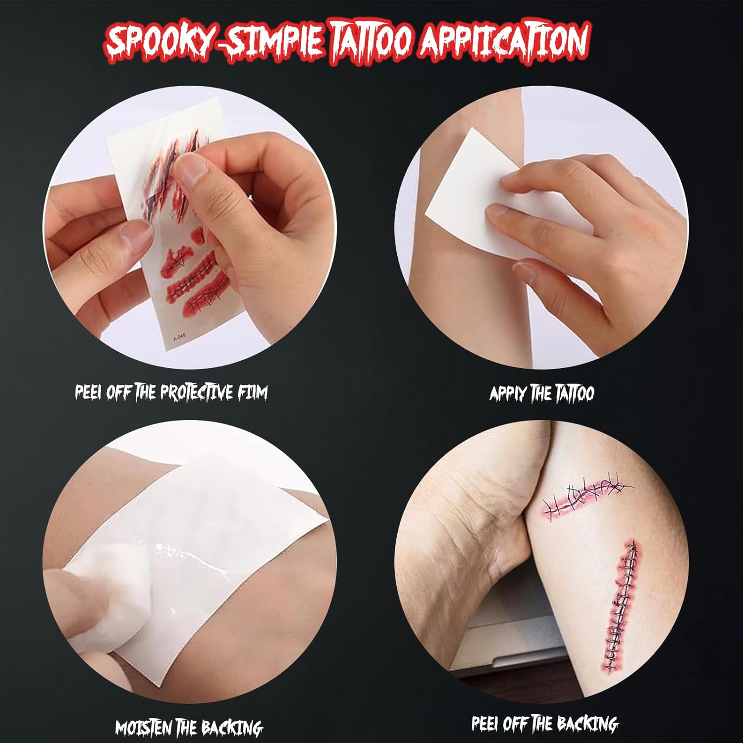 Halloween Classic Fake Knife Prop with Fake Blood and Plastic Bloody Knife with 3pcs Wound Tattoo Stickers (Style 2)