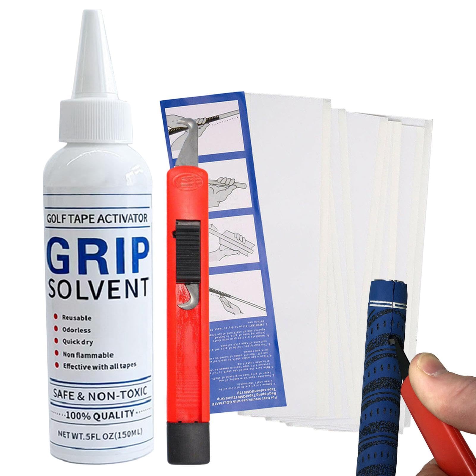 Kit De Agarre De Golf Para Regripper Clubes De Golf - Grip Solvente Golf Grip Tape Bandas Gancho Hoja - Kit De Cinta Adhesiva De Golf Y Solvente, Kit De Instalación De Mango De Golf Para Reparar