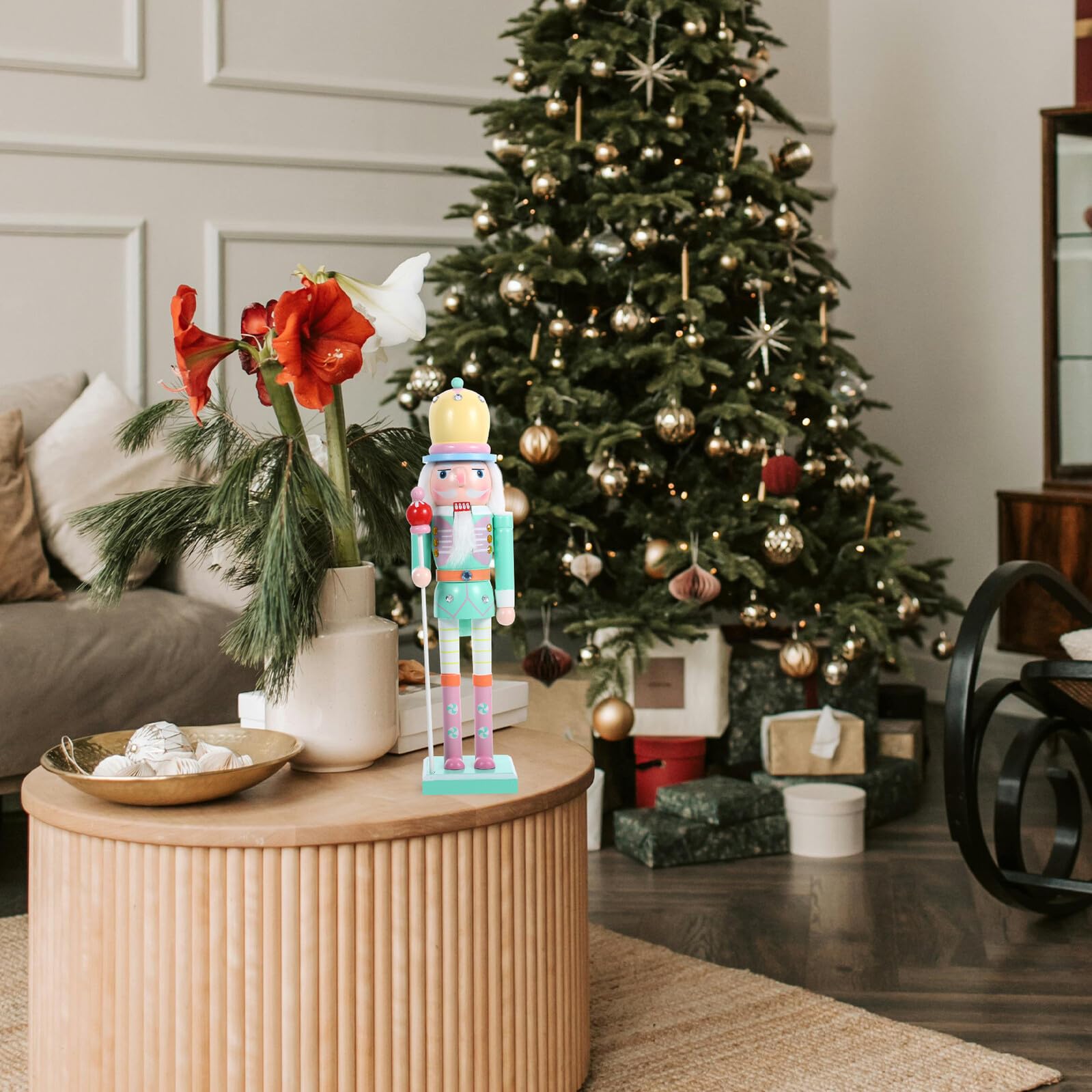LABRIMP Christmas Wooden Nutcracker Ornament Small Handmade Holiday Nutcracker Figure for Winter Home And Party Decoration