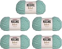 Vista 87 de Keche Hilo de terciopelo para ganchillo, manta de felpilla suave, voluminosa, hilo amigurumi, 3.53 oz (132 yardas), color menta