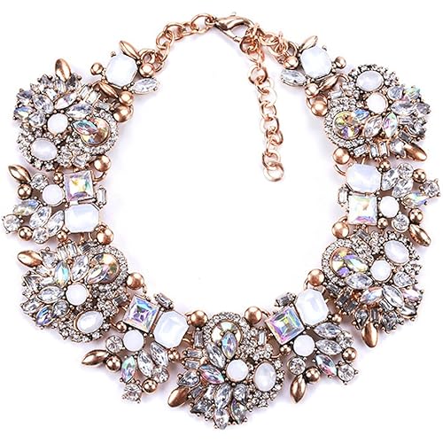 Bib Statement Necklace Colorful Glass Crystal Collar Choker Necklace for Women Fashion Accessories
