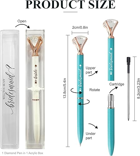 Miniatura 2 de LADY&HOME 10 bolígrafos de dama de honor, bolígrafos de diamantes grandes, bolígrafos de metal de cristal, regalos para mujeres, regalos de boda,