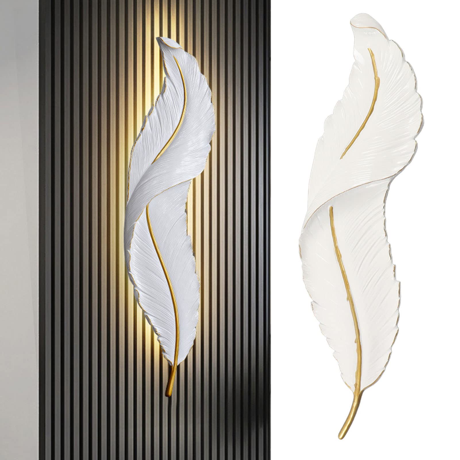 Applique da Parete Apparecchio di Illuminazione Lampada da Parete in Resina Lampada da Parete Moderna a Forma di Piuma, LED Bianco Lampade da Parete Per Soggiorno Interno Per Camera da Letto Corridoio