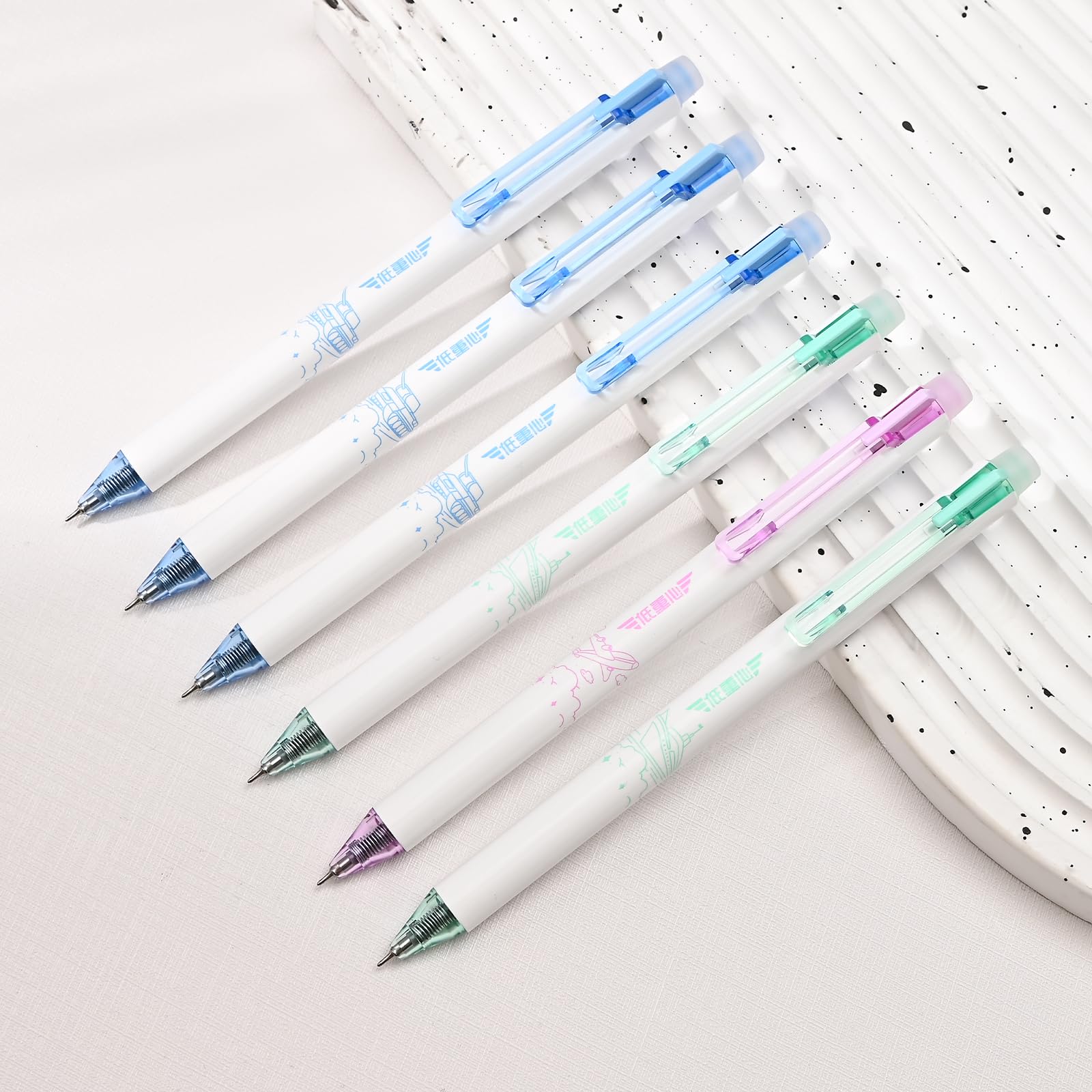 BAYTORY 6Pcs Fine Point Erasable Pens Blue, 0.5mm Gel Ink Pen with Eraser for School Office Smooth Writing Crossword Puzzles (Blue Ink)