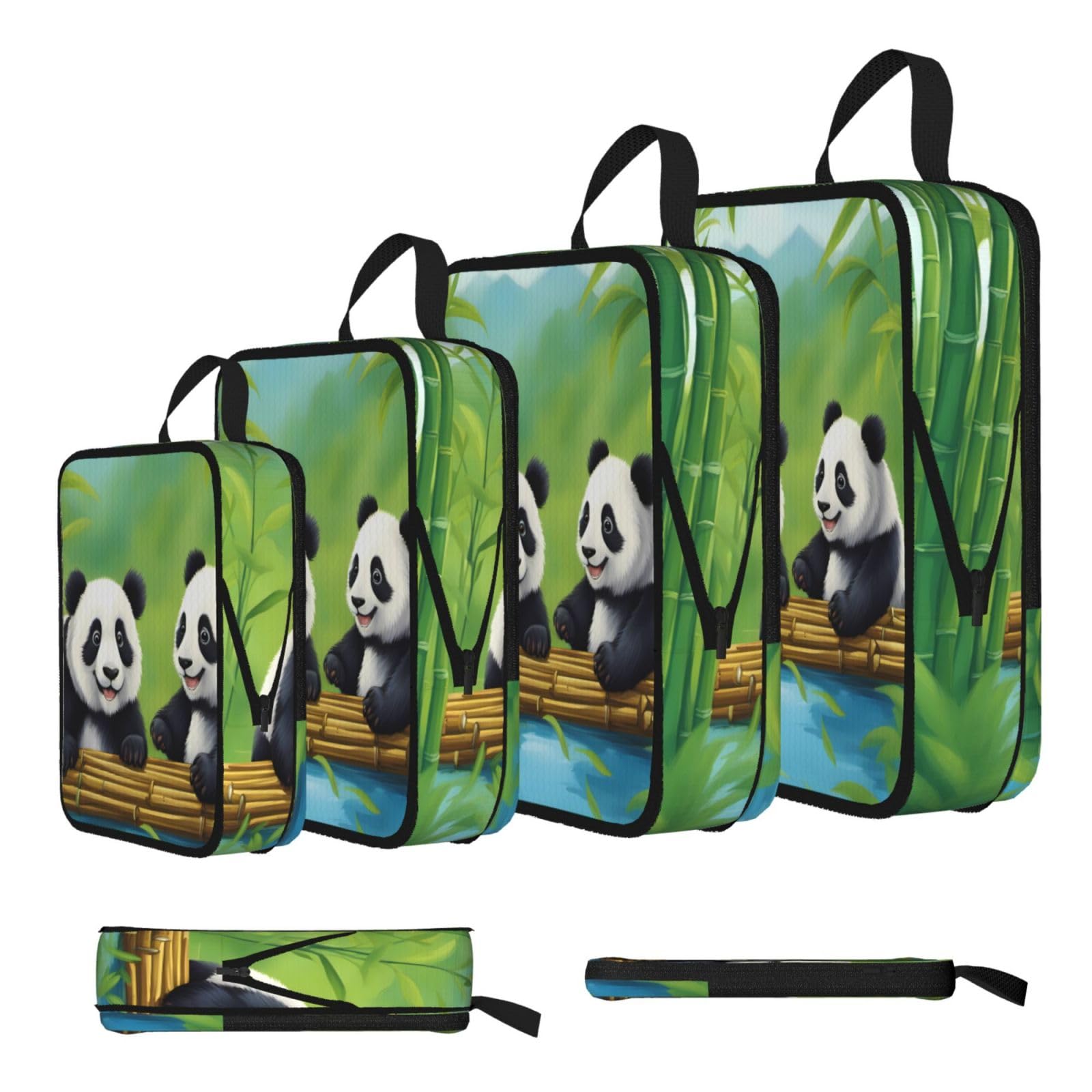 two cute pandas Compression Packing Cubes 4 Piece Set