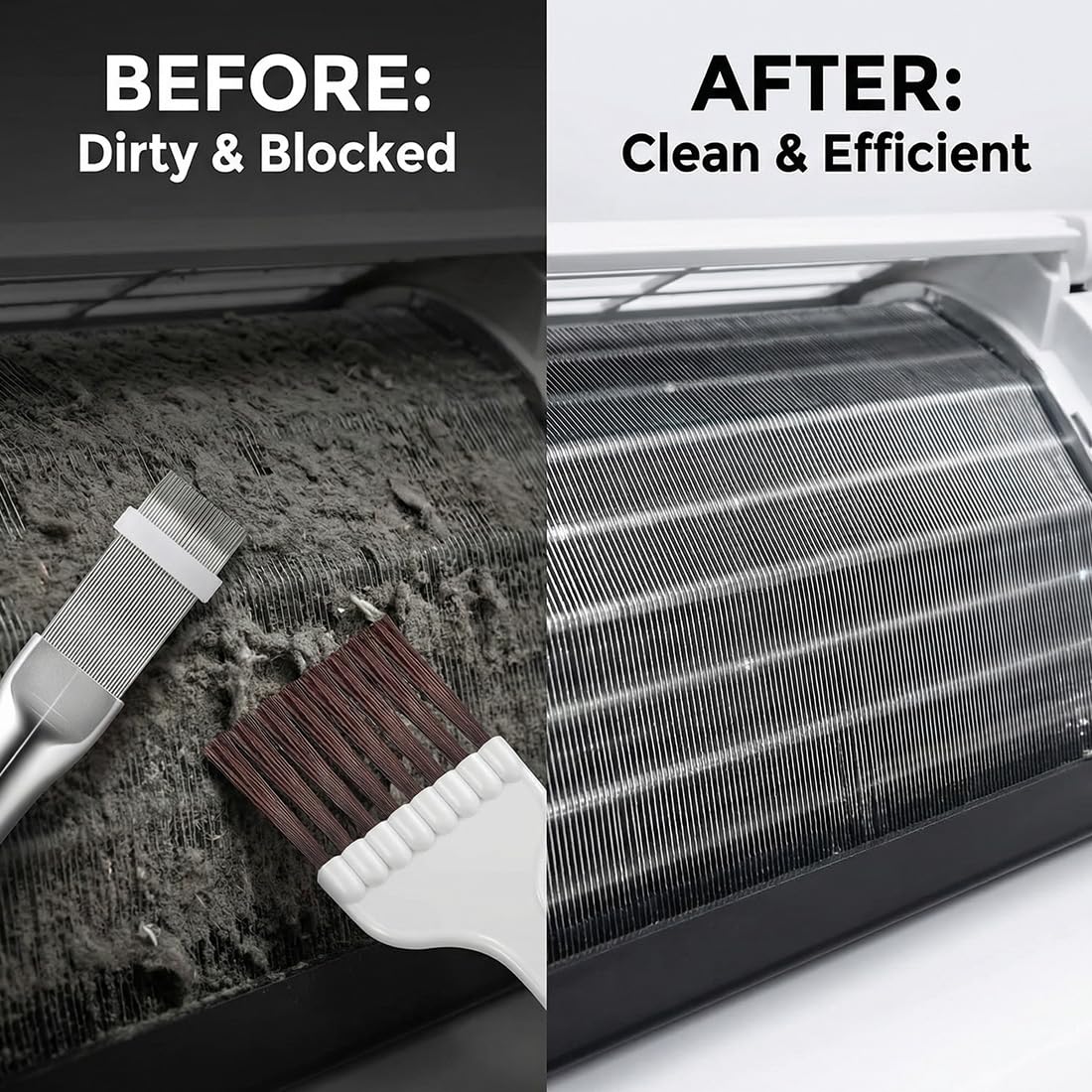 VAEIORP 2 Pezzi Spazzola per Condensatore, Pulisci Filtro Asciugatrice, Spazzola per Pulizia Condizionatore, Pettine per Condensatore Climatizzatore, Pulitore per Alette Condizionatore - 5