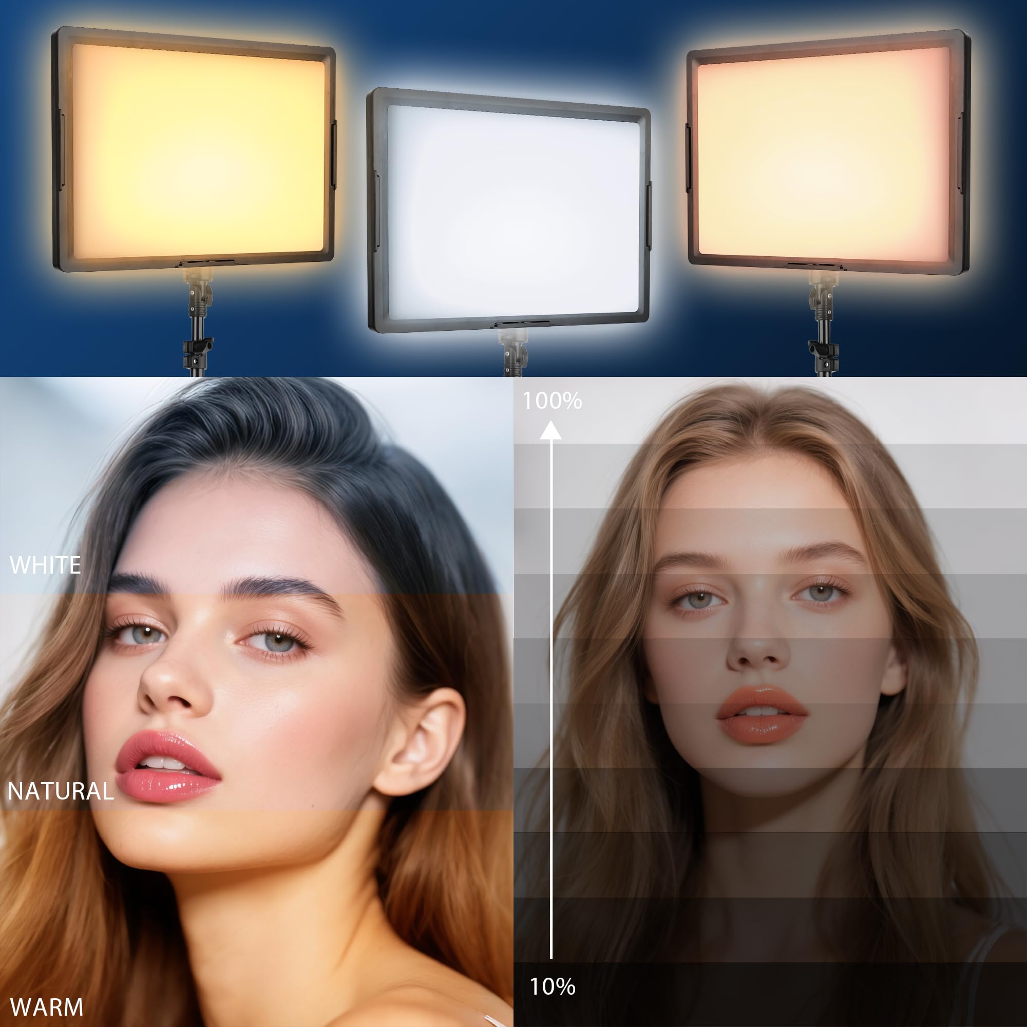 20W Luz LED Foto Video 2-Pack, Ci-Fotto Luces LED Continua Bicolor 2800-6500K Regulable, 175cm Kit de Iluminación Fotográfica CRI 97+ 2000LM para Estudios, Youtube TikTok Grabación de Video,Streaming