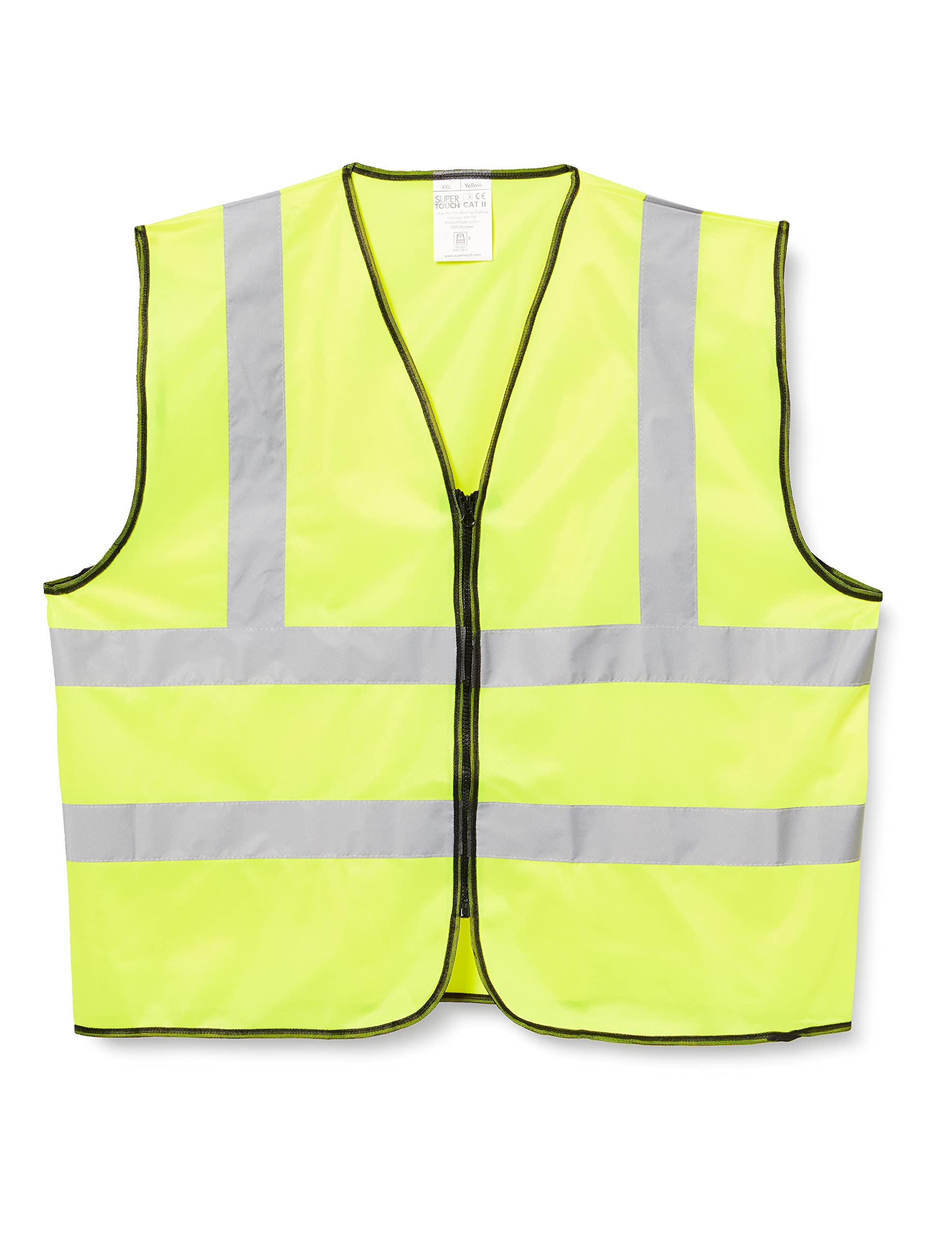 Supertouch 32341 Zipped Hi Vis Vest, Small, Yellow