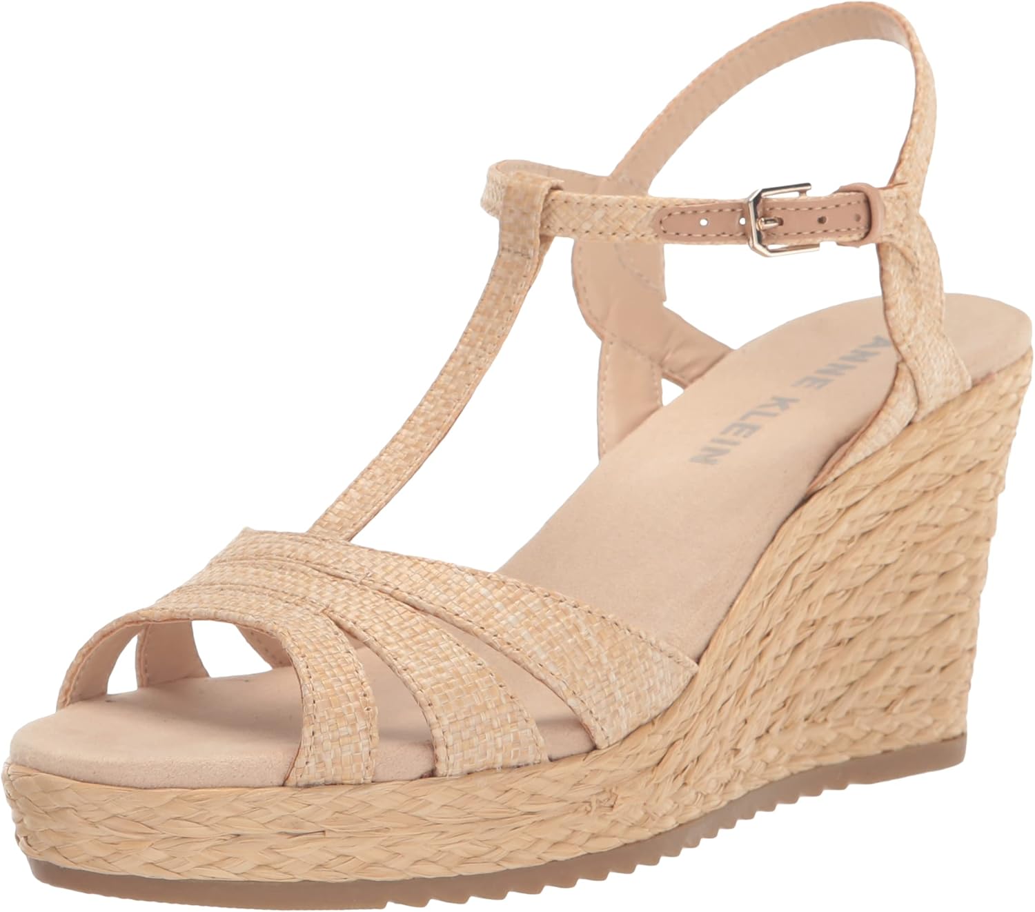 Anne Klein Women's Waves Wedge Sandal, Raffia, 7.5