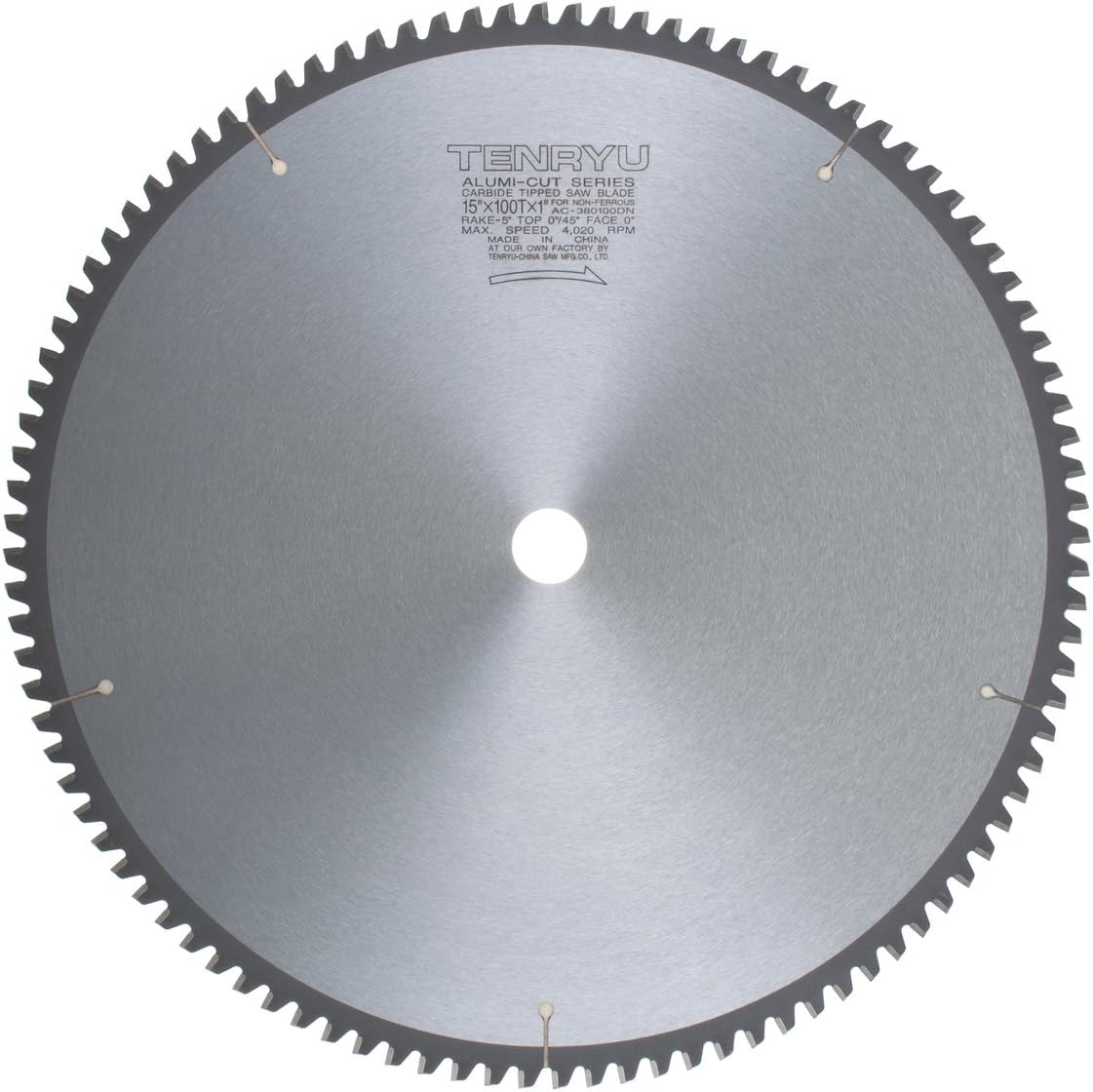 Tenryu AC-380100DN 15" Carbide Tipped Saw Blade (100 Tooth TCG Grind - 1" Arbor - 0.118 Kerf)