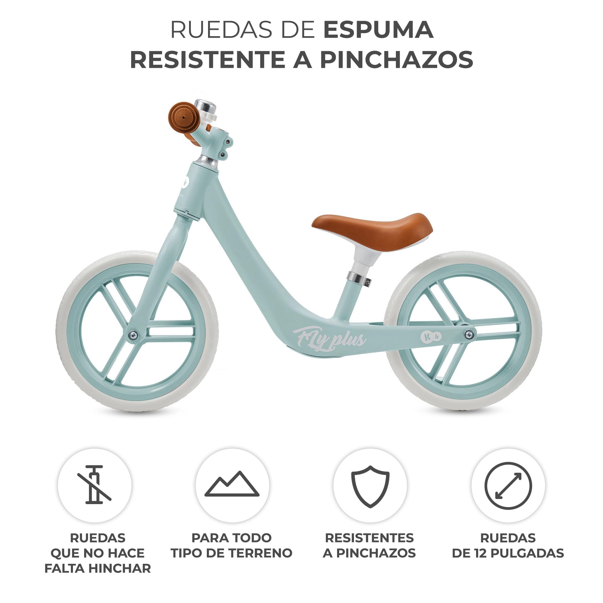 Kinderkraft Fly Plus 2 Bicicleta sin Pedales, Bicicleta Niño 2 años, Bicicleta 2 Ruedas, Bicicleta de Equilibrio, Sillín Ajustable, con Accesorios, con Freno, Ruedas Grandes, 35 kg, Azul