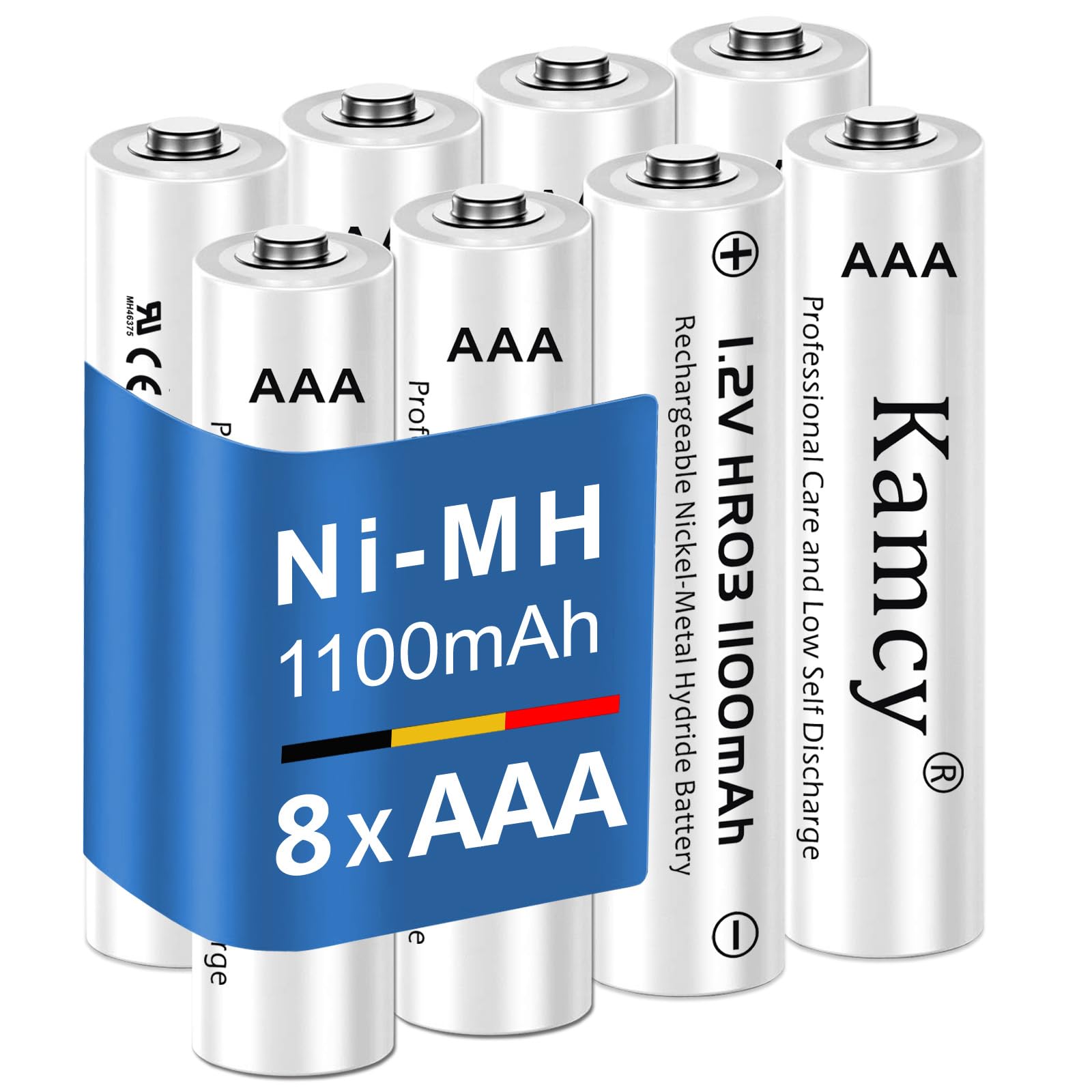 KAMCY AAA Battery Rechargeable – 1100mAh High-Capacity Triple A Batteries, Long-Lasting 1.2V Ni-MH Household Batteries, Low Self-Discharge, Pre-Charged – 8 Pack