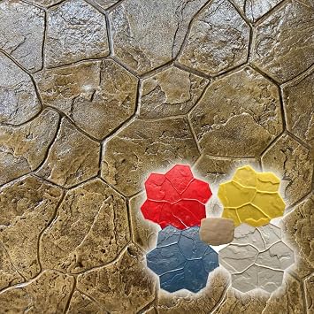 Random Stone Concrete Stamps Set of 5 - Made in USA 29" x 29 - Durable Polyurethane, Flexible & Rigid Forms for Driveways and Patios SM 1903