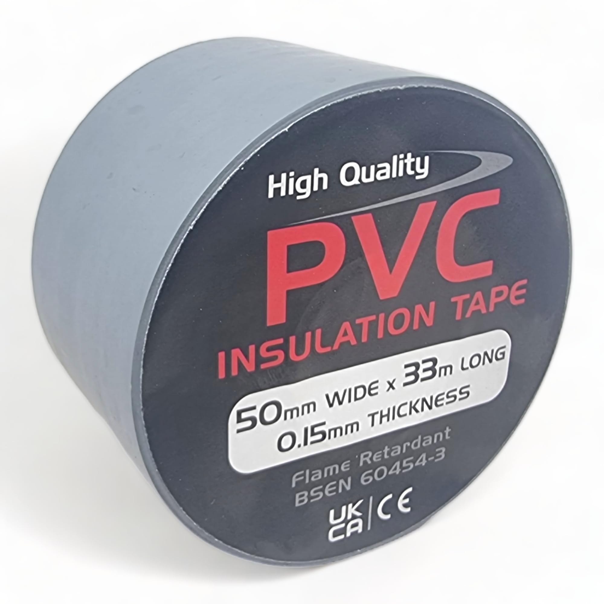 1 Roll of Grey PVC Electrical Insulation Tape, 33m Long x 50mm Wide, Adhesive Insulating Tape for Protecting Electrical Wires