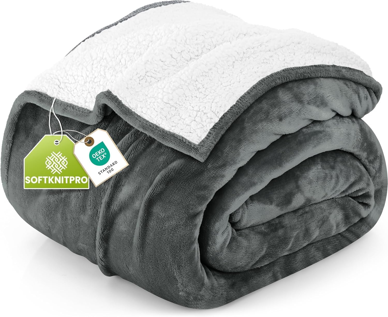 Utopia Bedding Sherpa Blanket Twin Size (Grey, 60x80 Inches) - Soft Lightweight Plush Fleece Reversible Winter Blanket for Bed, Sofa, Couch, Camping and Travel
