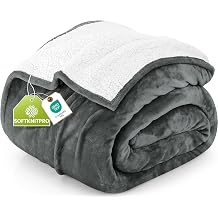Utopia Bedding Sherpa Blanket Queen Size (Grey, 90x90 Inches) - Soft Warm Plush Fleece Reversible Blanket for Bed, Sofa, Couch, Camping and Travel