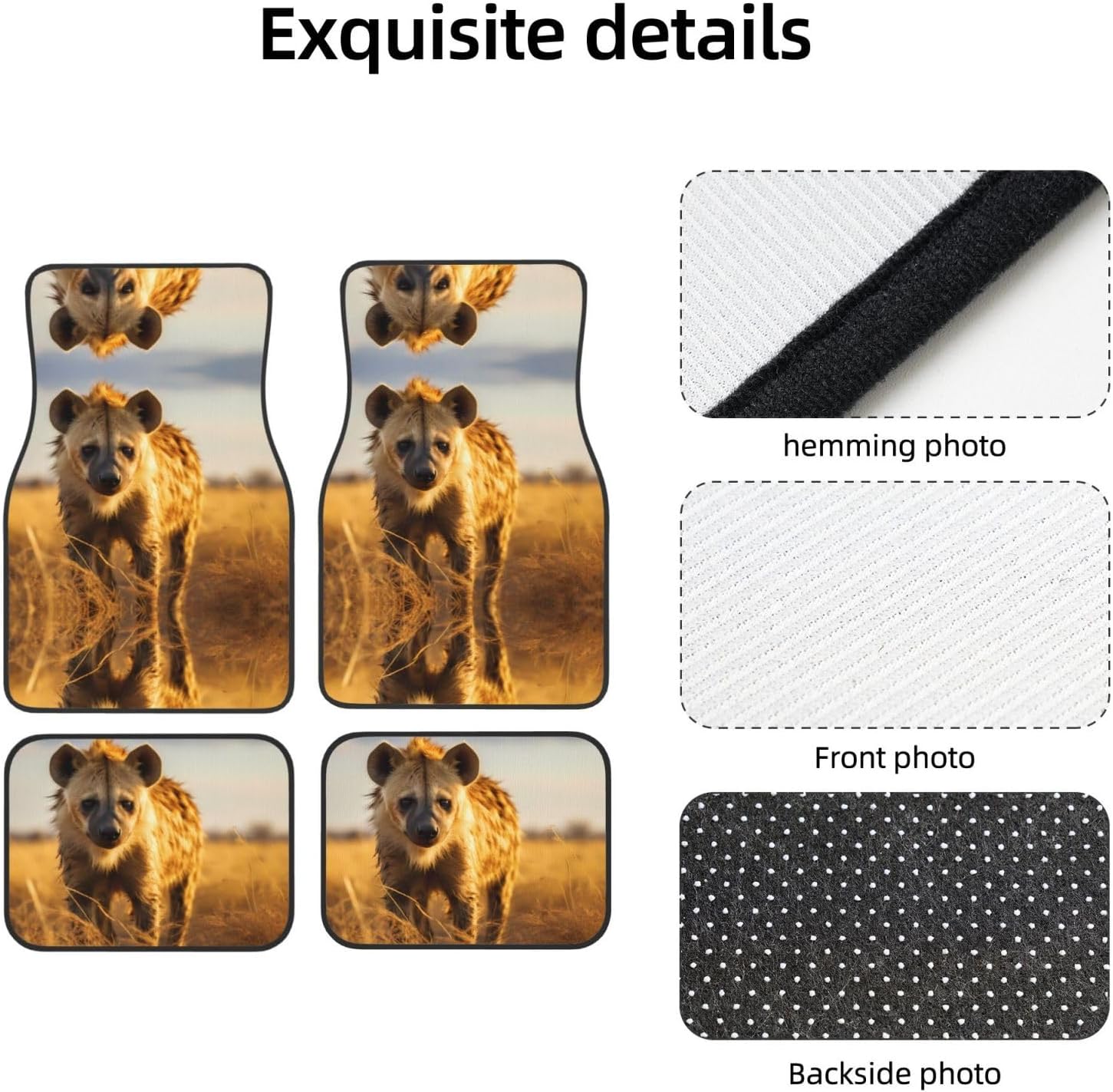 Lonely Hyena Patterned car mats 4-piece set | For cars/SUVs/trucks | Firm fit without displacement