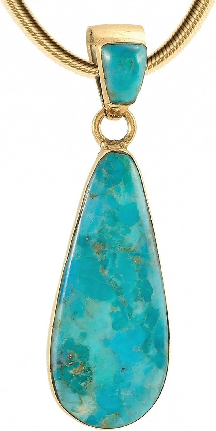 Turquoise Pendant Necklace 20" – Genuine Gemstones