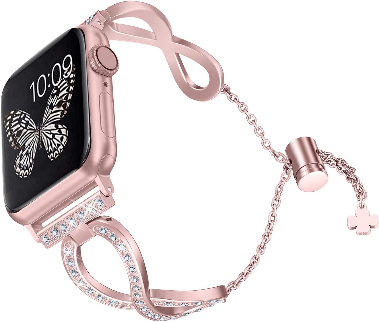 Secbolt Bling Bands Compatible Apple Watch Band 38mm 40mm Iwatch Series 5/4/3/2/1, Stainless Steel Metal Jewelry Bracelet Bangle Wristband Women