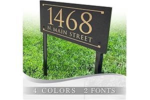 Lawn Mounted Stone Address Plaque with Engraved Numbers