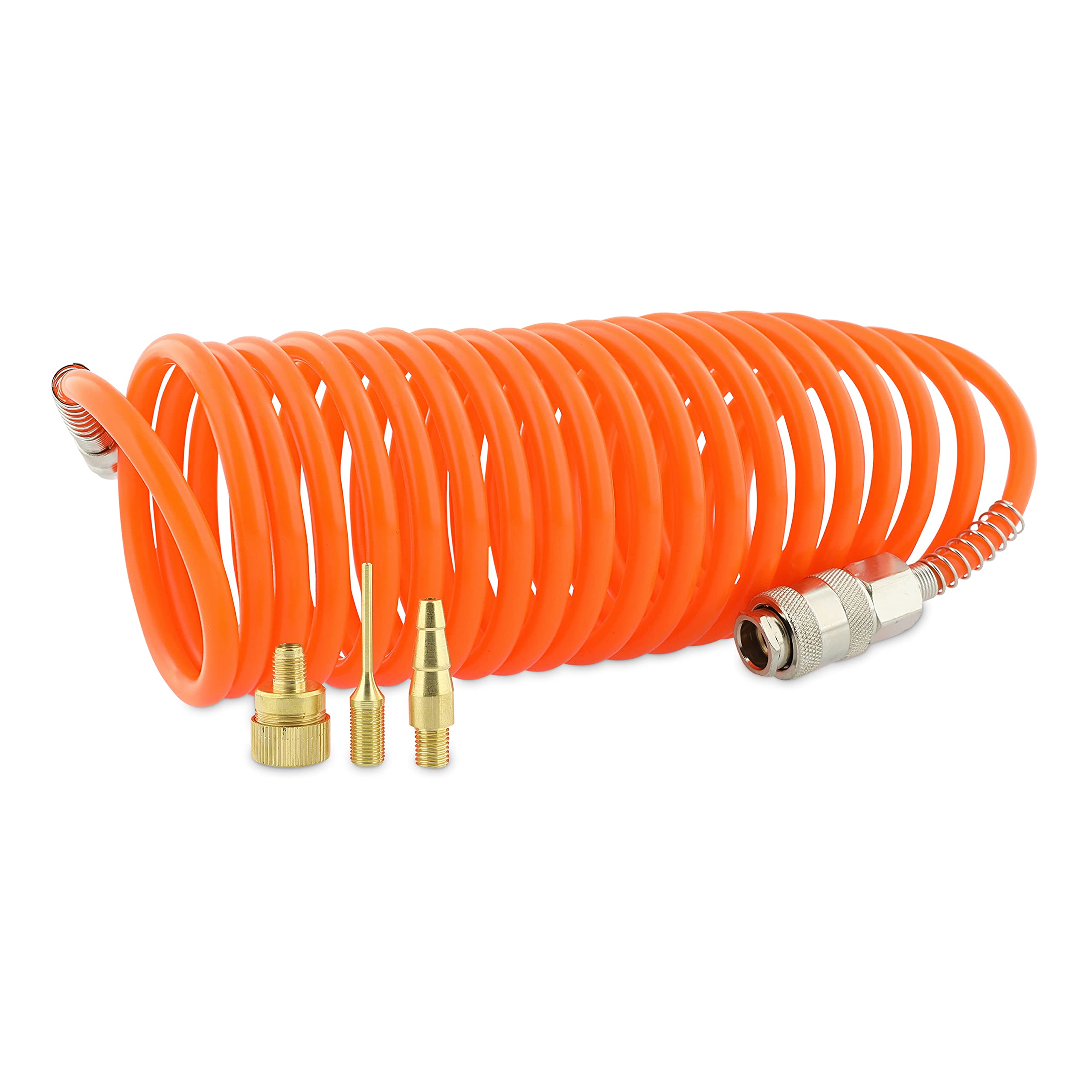 ABAC Kit de herramientas neumáticas de 6 piezas G-813 (Inflador de neumáticos con manómetro + pistola de aire + manguera en espiral + 3 puntas de inflado)