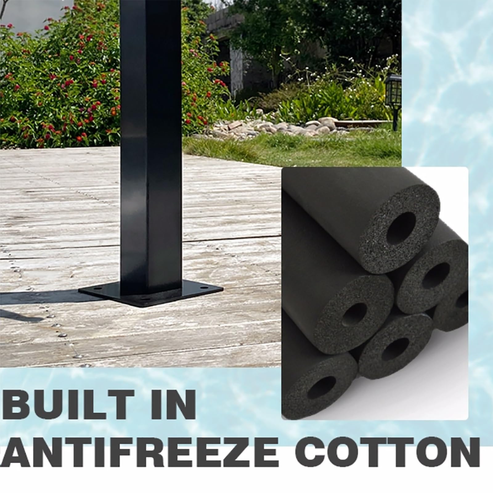 Genérico Columna de Agua Vertical para jardín Exterior de Acero Inoxidable 304 - Soporte Independiente para Manguera, dispensador de Grifo anticongelante, hidrante de Fuente de 88 cm para jardín, Pat
