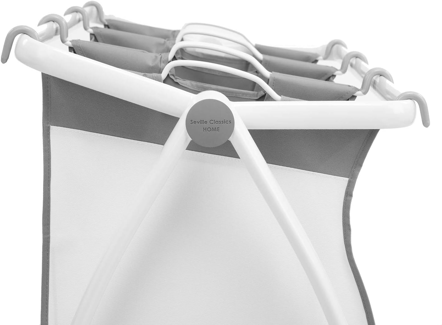 Seville Classics Laundry Hamper Sorter Cart Mobile Premium 3-Bag Heavy-Duty Tilt, White