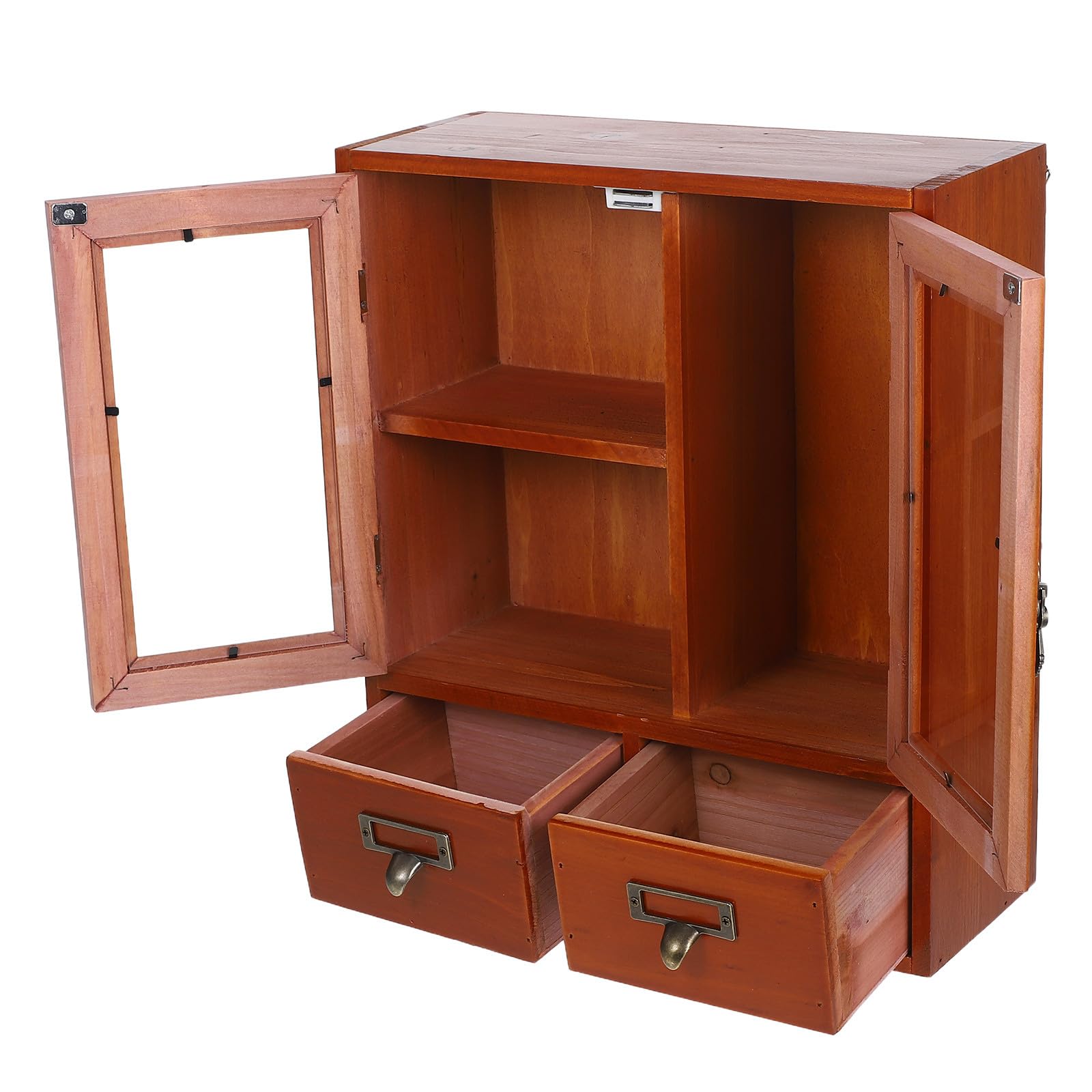 Armoire murale bois vintage double portes pour ranger le salon encombré
