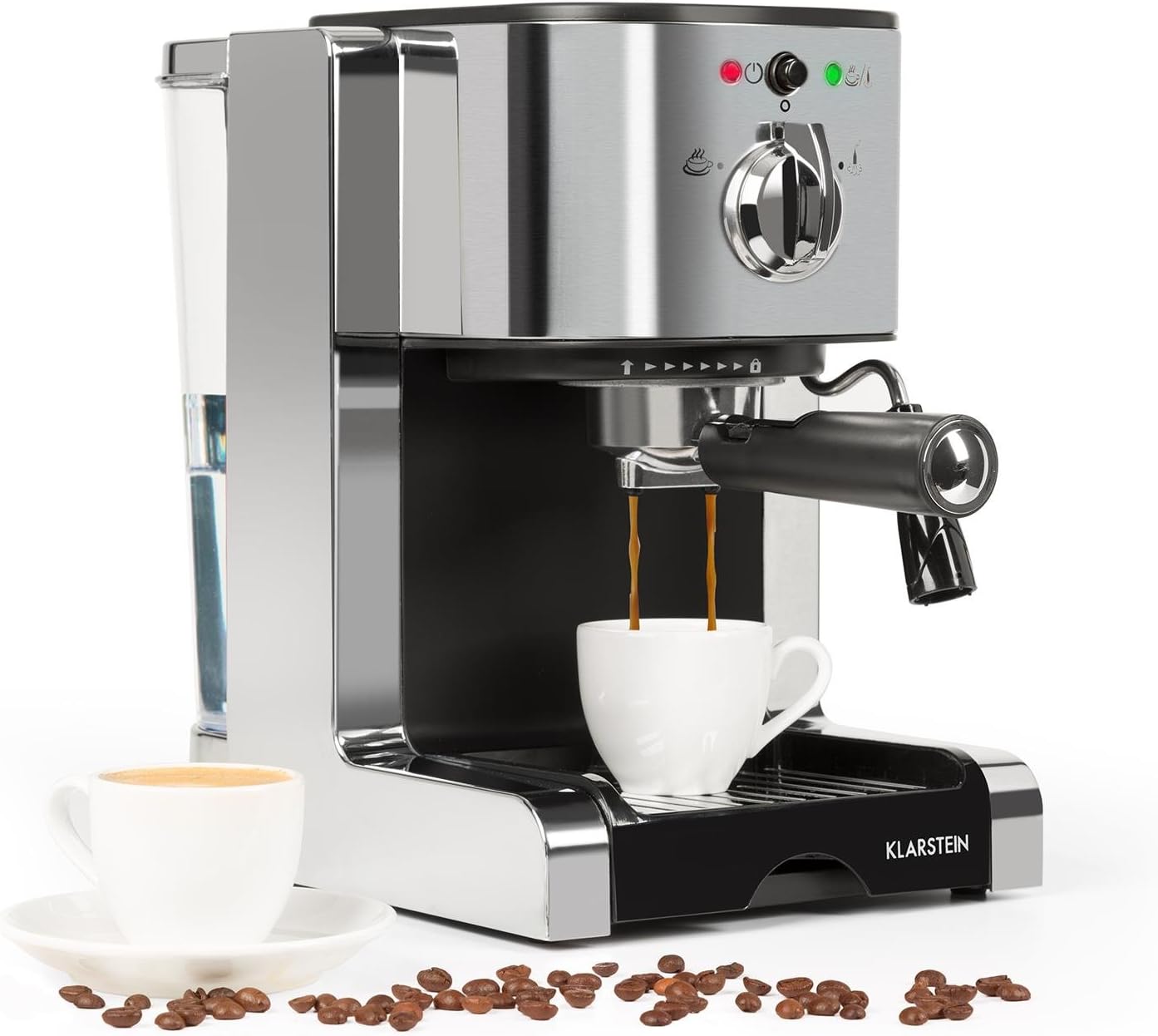 Klarstein Machine à Café Expresso 20 Bars Avec Mousseur à Lait | 1.4L | Acier Inoxydable | Qualité Barista