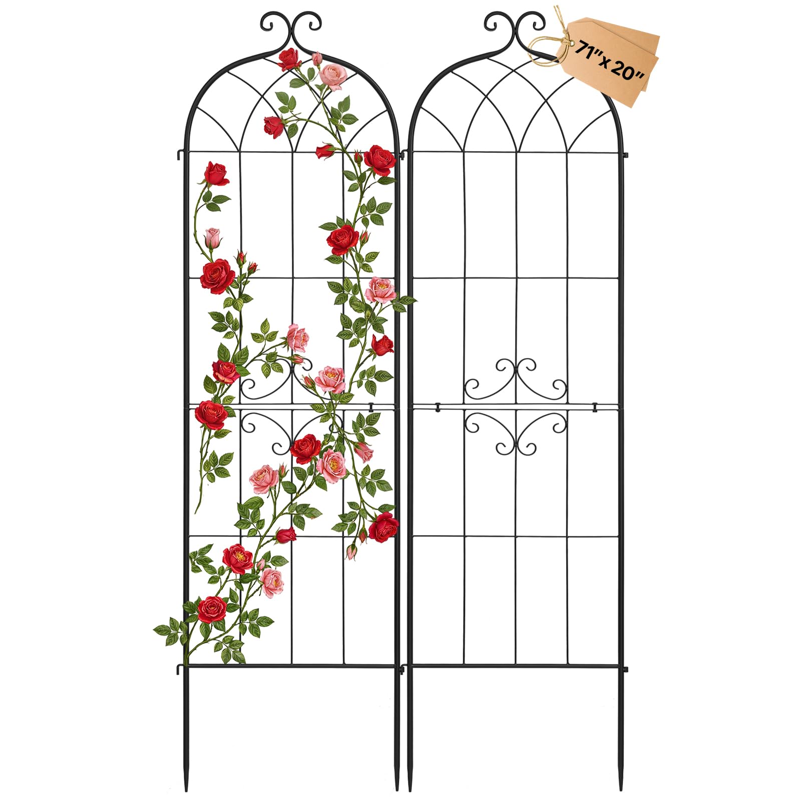 VEVOR Rankgitter, 180x52,5 cm 2er-Pack, Metall Rankhilfe mit Pulverbeschichteter Oberfläche & Verriegelungsmechanismus, Kletterhilfe, Garten Spalier, Pflanzengitter für Blumen, Gemüse & Rosen