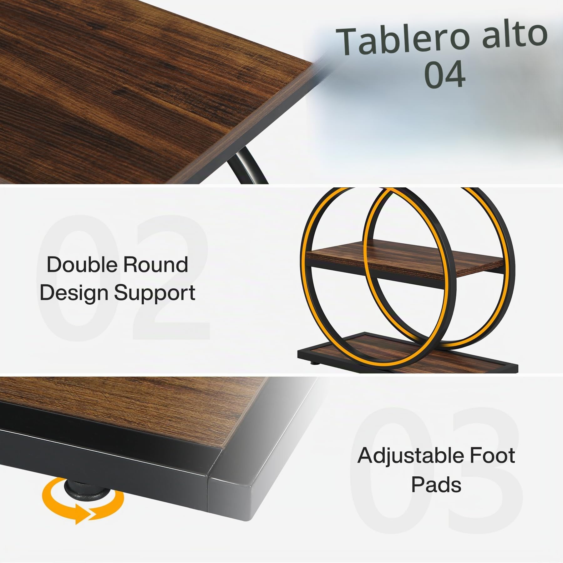 Tribesigns Mesa Auxiliar Estrecha de 3 Niveles, de Madera Con Marcos de Metal Negro, Pequeña Industrial para Salón, Sofá o Mesilla de Noche Delgada para Dormitorio
