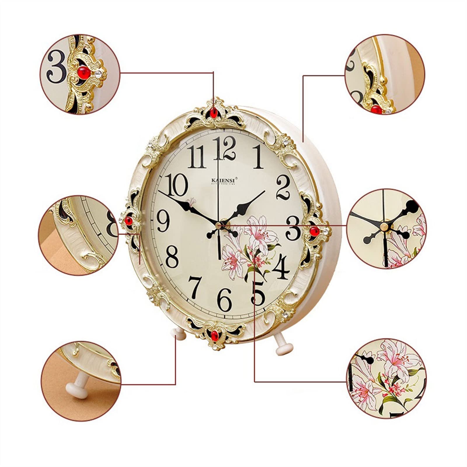 Décorative Horloge de Style européen Salon Chambre rétro décoration créative Horloge Grande Horloge Simple et silencieuse pour Bureau Chambre Table
